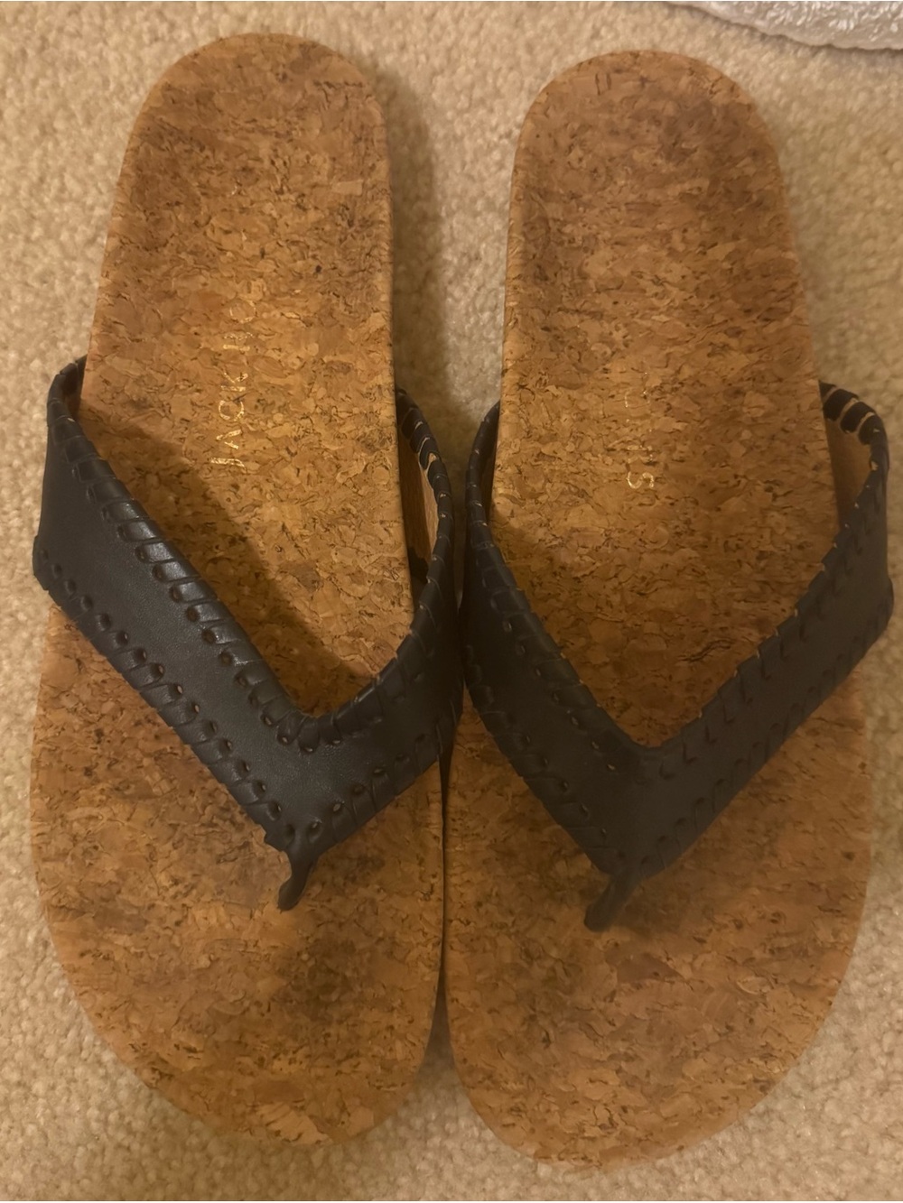 Jack Rogers Blue and Cork Tan Woven Strap Sandal